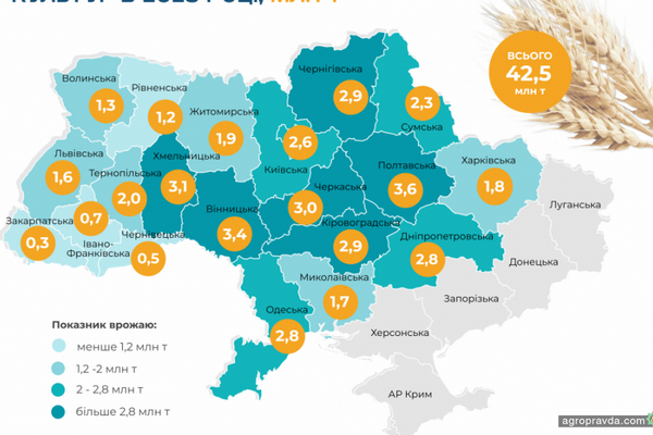 Оновлено прогноз зборів зернових та олійних в 2023 році