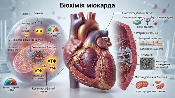Біохімія міокарда: як серцевий м'яз синтезує енергію та захищається від виснаження